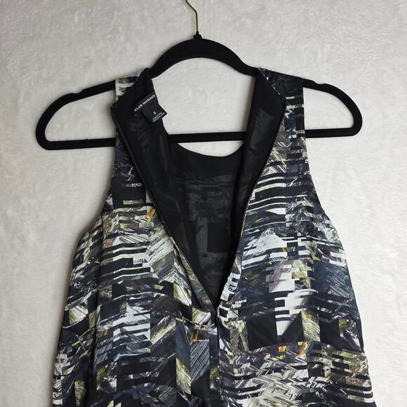 Club Monaco Sz0 100%Silk Geometric Shift SexyUnique Drop waist dress QuietLuxury - Picture 12 of 13